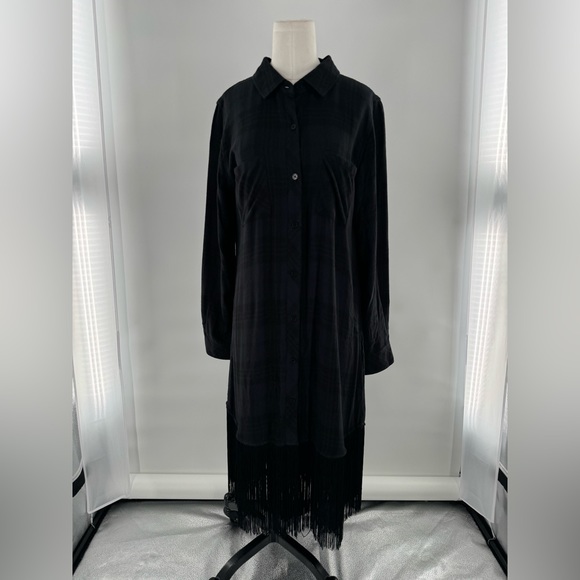 Rails Plaid Fringe Trim Dress Size Large - Picture 2 of 7